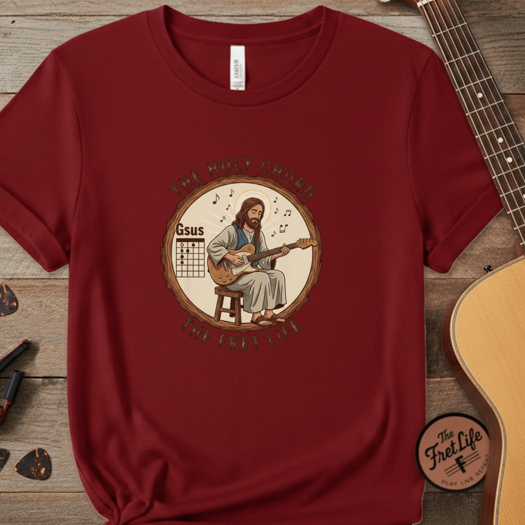 Printify T-Shirt Chili / S The Holy Chord Gsus T-Shirt: Faith, Music, and the Fret Life.