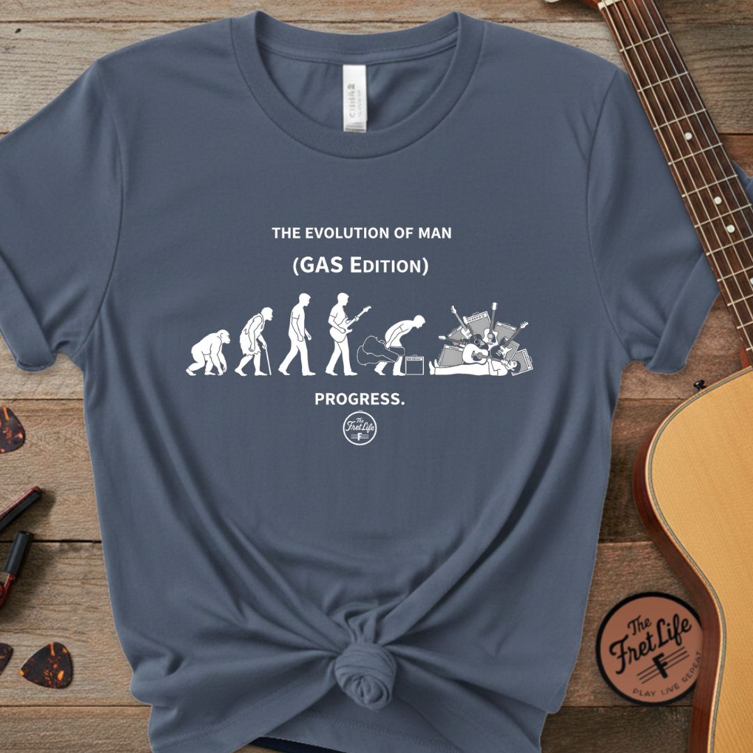 Printify T-Shirt China Blue / S The Evolution of Man: GAS Edition T-Shirt