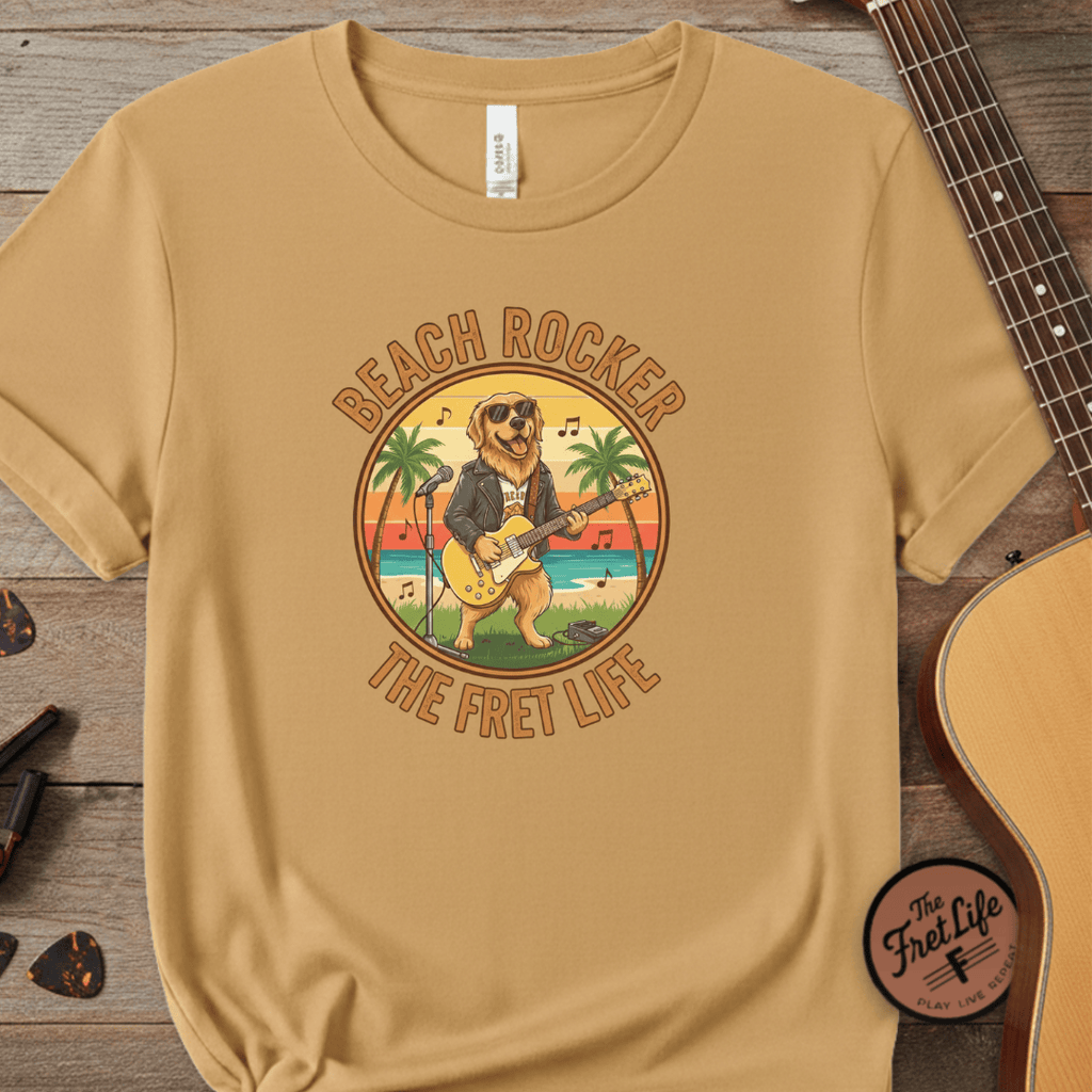 Printify T-Shirt Citrus / S Beach Rocker: Golden's Sunset Shred Fret Life Tee