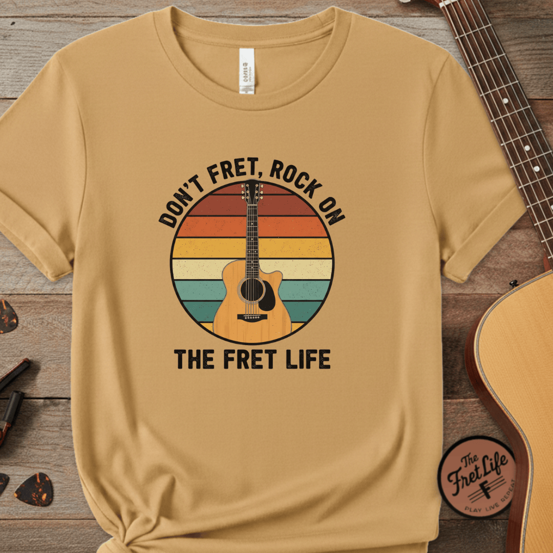 Printify T-Shirt Citrus / S Don't Fret, Rock On : Guitar T-Shirt