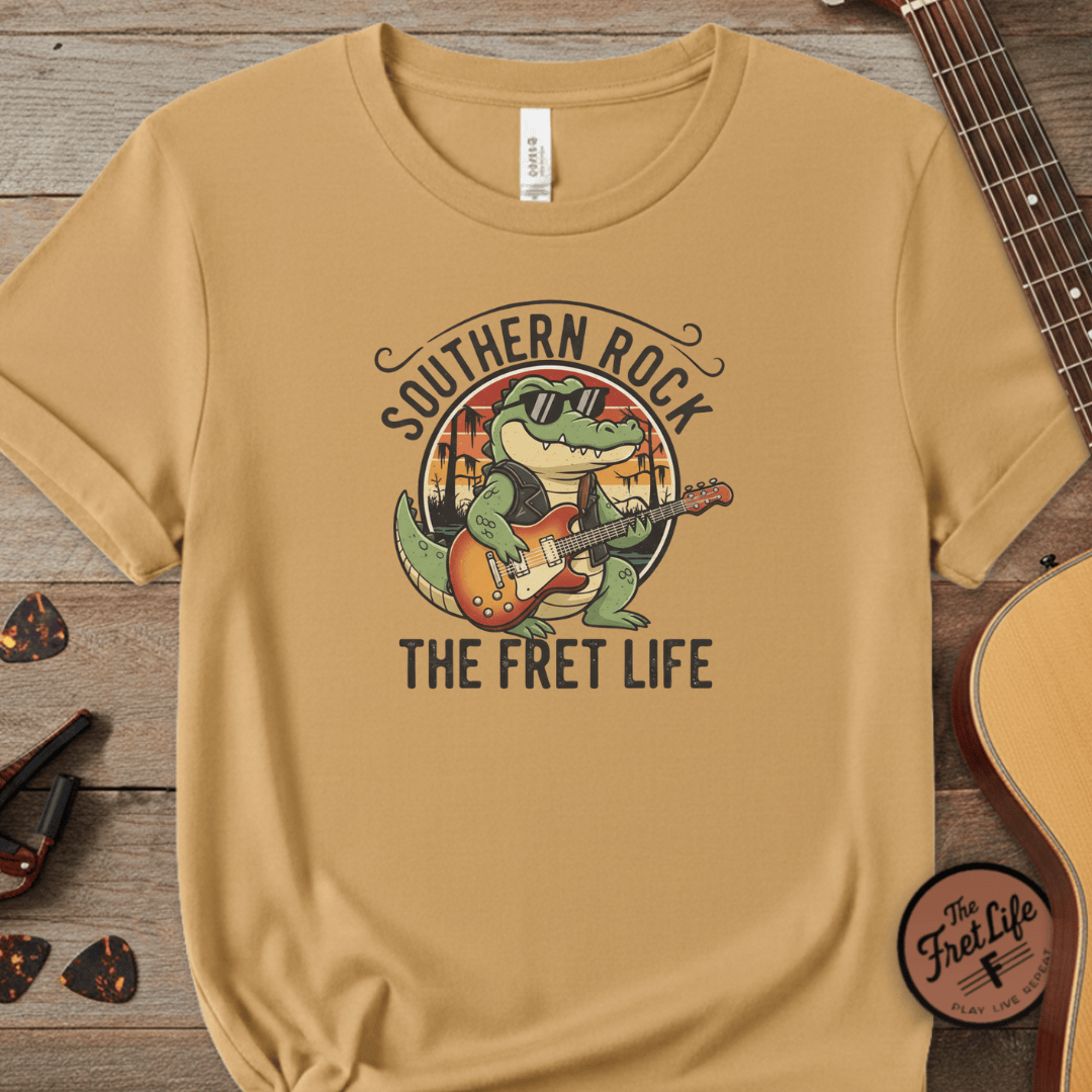 Printify T-Shirt Citrus / S Southern Rock Gator: The Fret Life Swamp Jam Tee