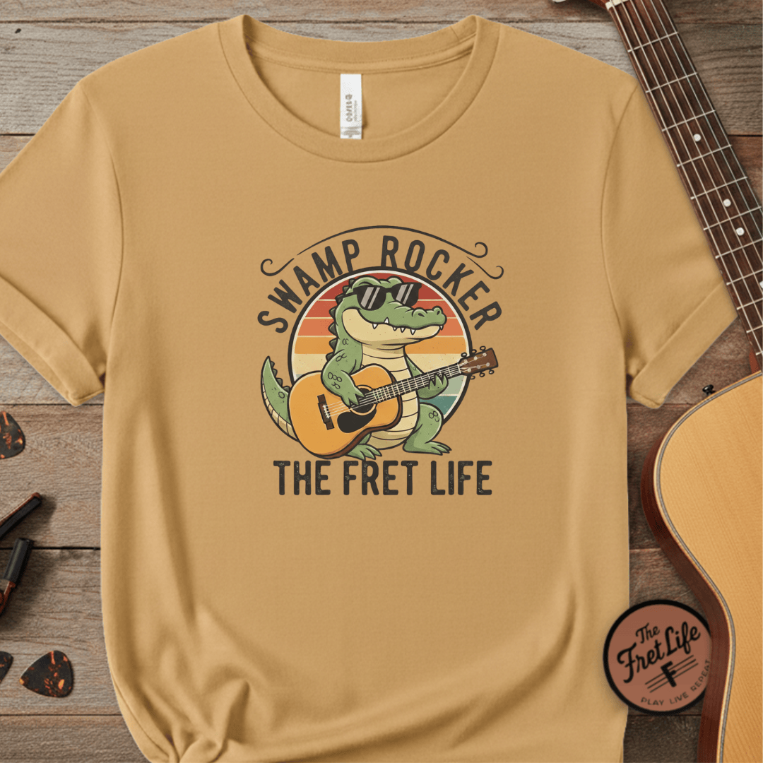 Printify T-Shirt Citrus / S Swamp Rocker: The Fret Life Gator Tee