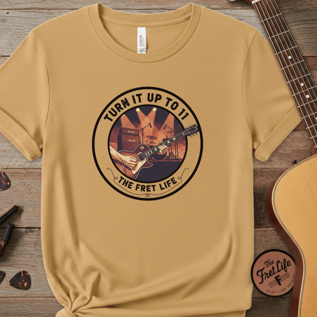 Printify T-Shirt Citrus / S Turn it Up to 11 Unisex Guitar T-Shirt - Music Lover Gift Idea