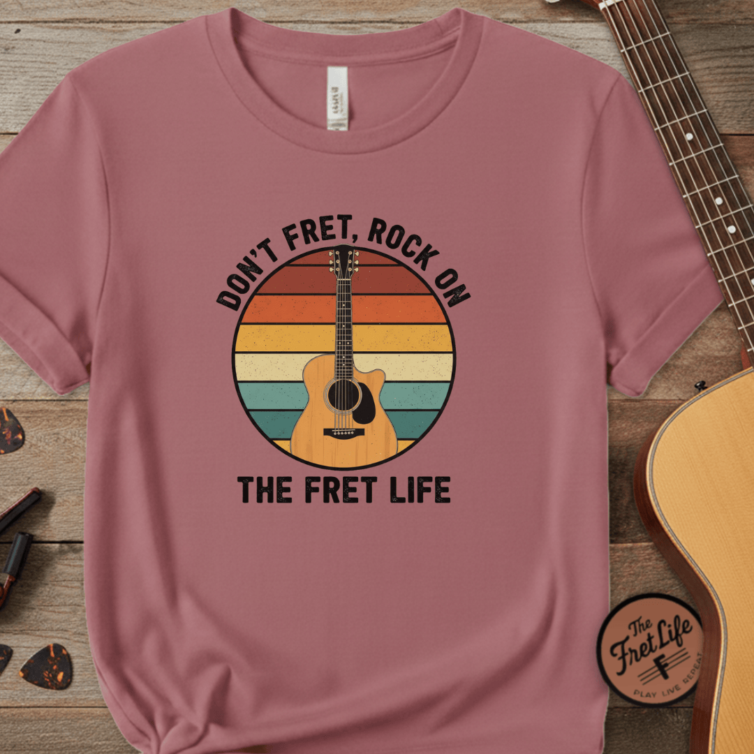 Printify T-Shirt Crimson / 3XL Don't Fret, Rock On : Guitar T-Shirt