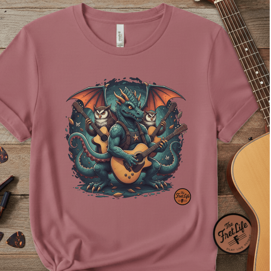 Printify T-Shirt Crimson / 3XL Dragon's Chord: Epic Guitar Tee