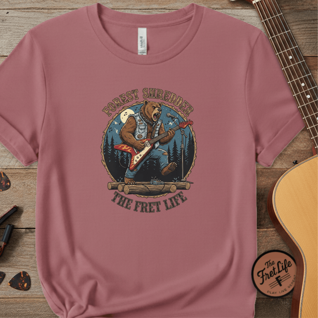 Printify T-Shirt Crimson / 3XL Forest Shredder: The Bear Rocker T-Shirt