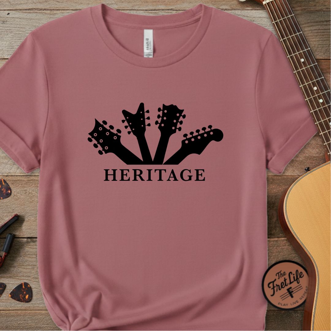 Printify T-Shirt Crimson / S Fret Life Heritage: Vintage Headstock Aesthetic T-Shirt