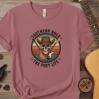 Printify T-Shirt Crimson / S Southern Rock Skull: The Fret Life Outlaw Tee
