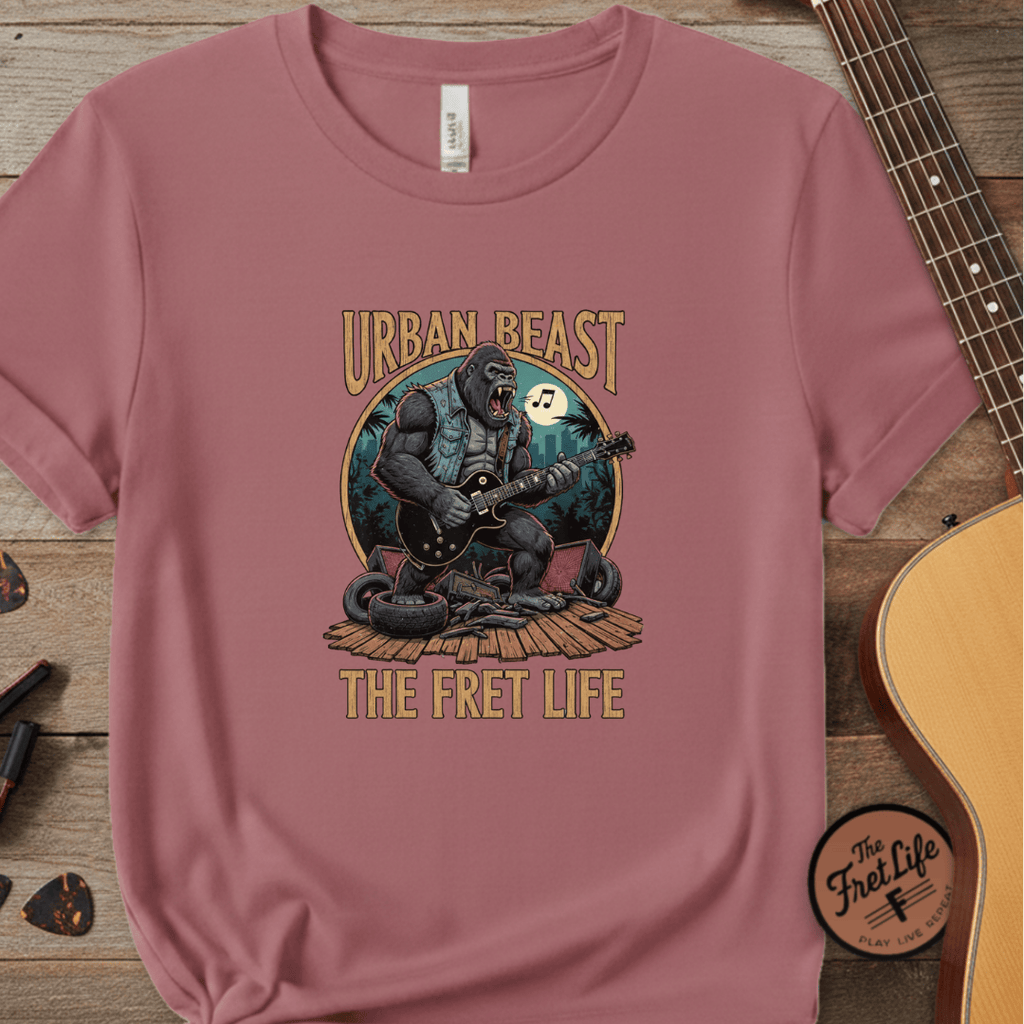 Printify T-Shirt Crimson / S Urban Beast: The Fret Life Concrete Jungle Tee