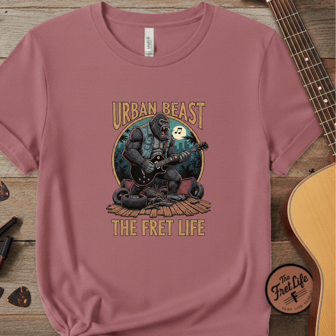 Printify T-Shirt Crimson / S Urban Beast: The Fret Life Concrete Jungle Tee