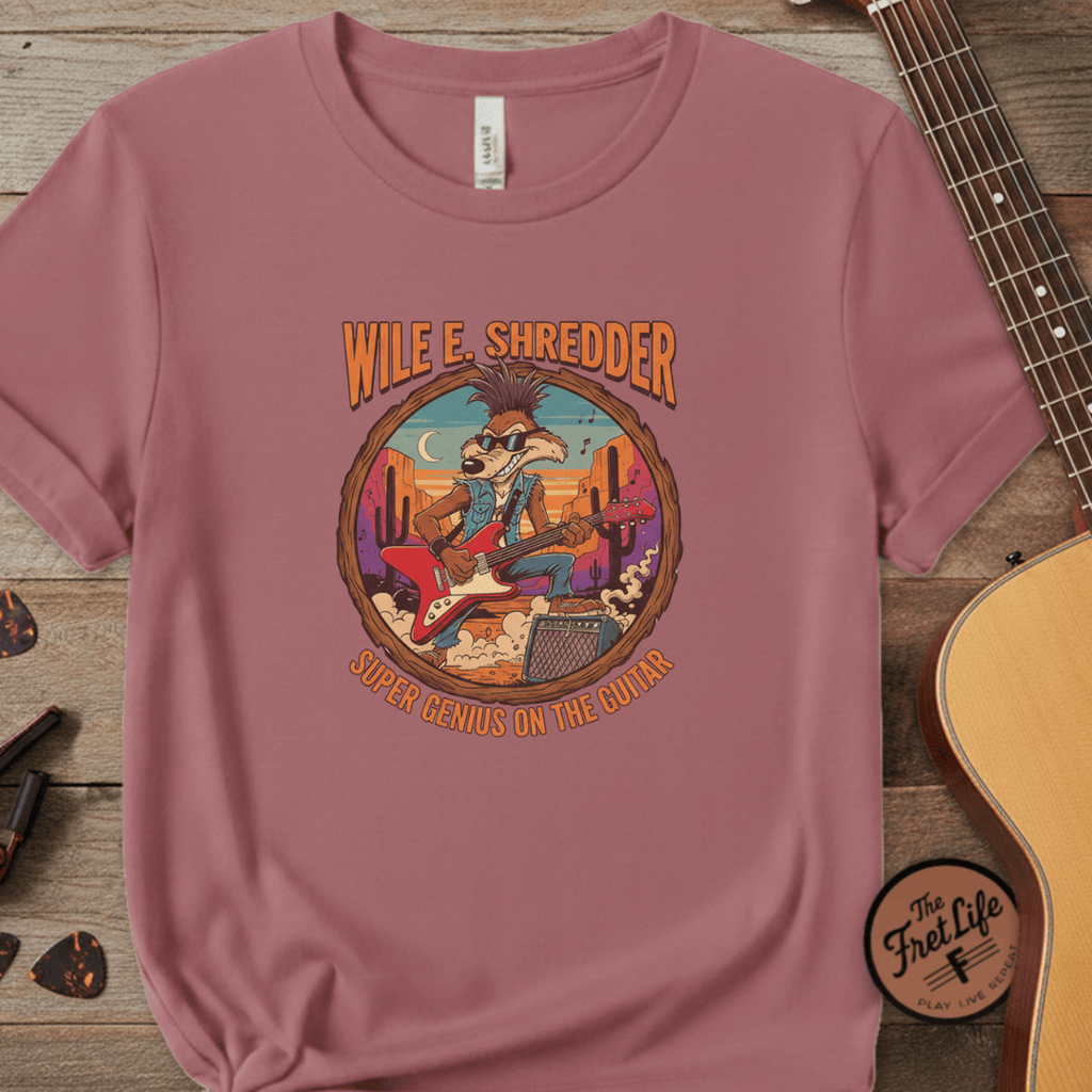 Printify T-Shirt Crimson / S Wile E Shredder Desert Guitar - Graphic T-Shirt