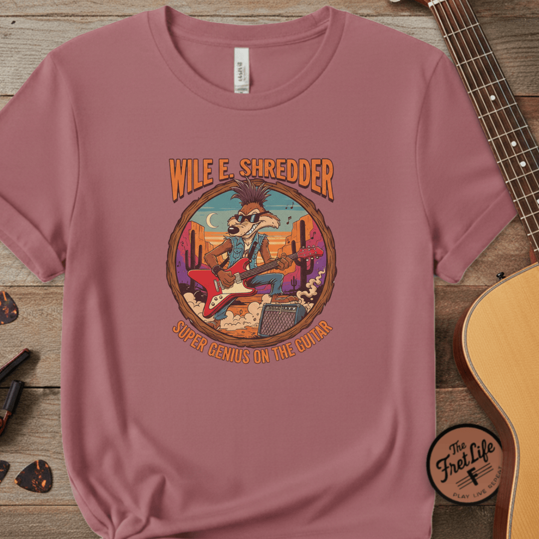 Printify T-Shirt Crimson / S Wile E Shredder Desert Guitar - Graphic T-Shirt