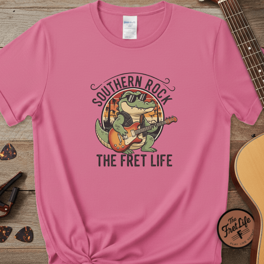 Printify T-Shirt Crunchberry / S Southern Rock Gator: The Fret Life Swamp Jam Tee