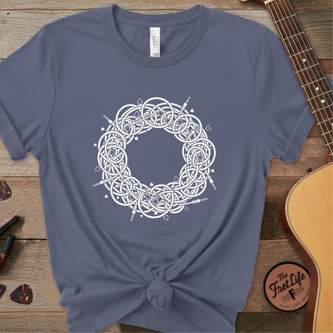 Printify T-Shirt Denim / S Cable Spaghetti: The Signal Chain Mandala T-Shirt
