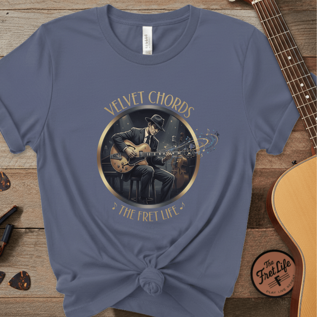 Printify T-Shirt Denim / S Velvet Chords - The Smooth Fret Life Tee