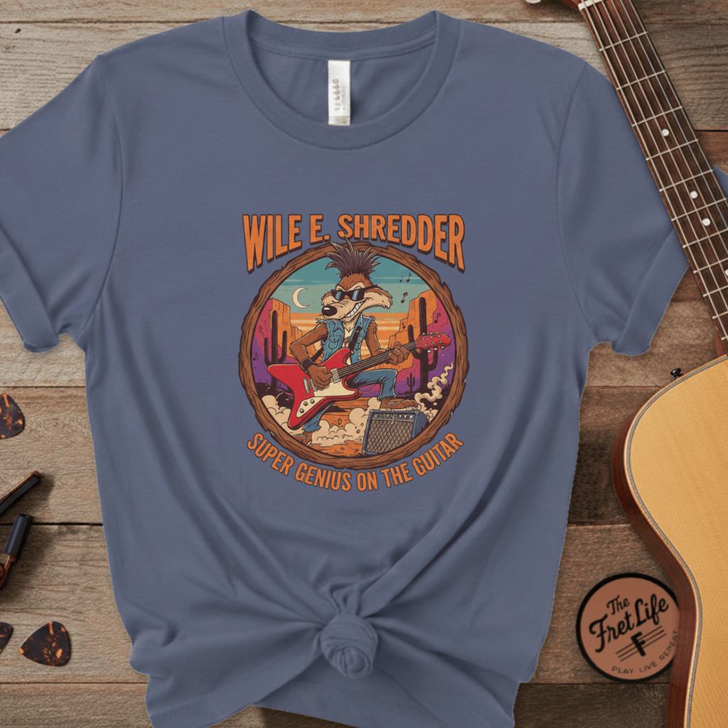Printify T-Shirt Denim / S Wile E Shredder Desert Guitar - Graphic T-Shirt