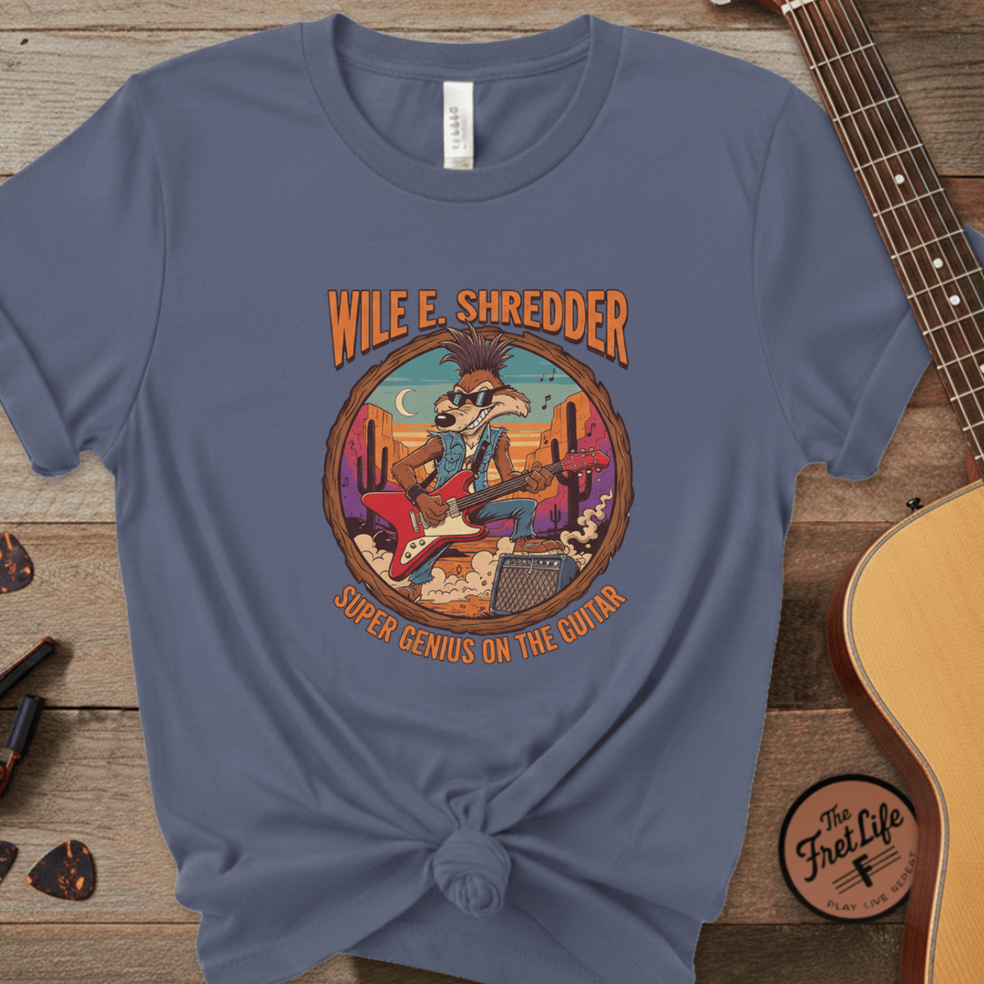 Printify T-Shirt Denim / S Wile E Shredder Desert Guitar - Graphic T-Shirt
