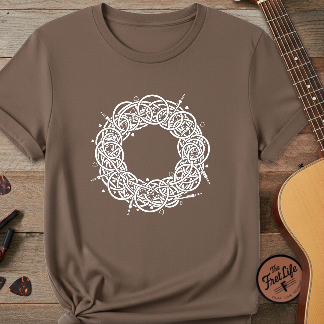 Printify T-Shirt Espresso / S Cable Spaghetti: The Signal Chain Mandala T-Shirt