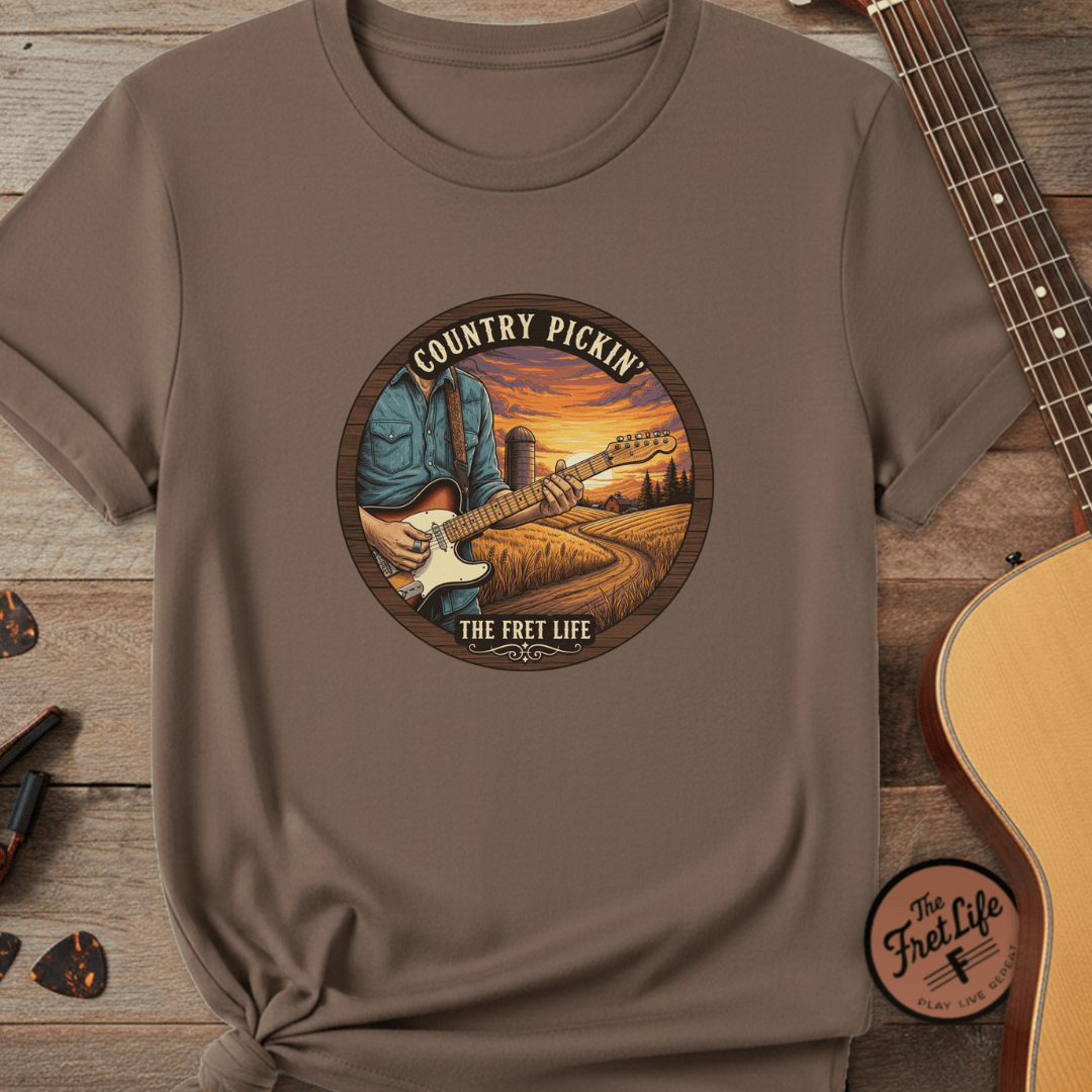 Printify T-Shirt Espresso / S Country Pickin' Guitar T-Shirt