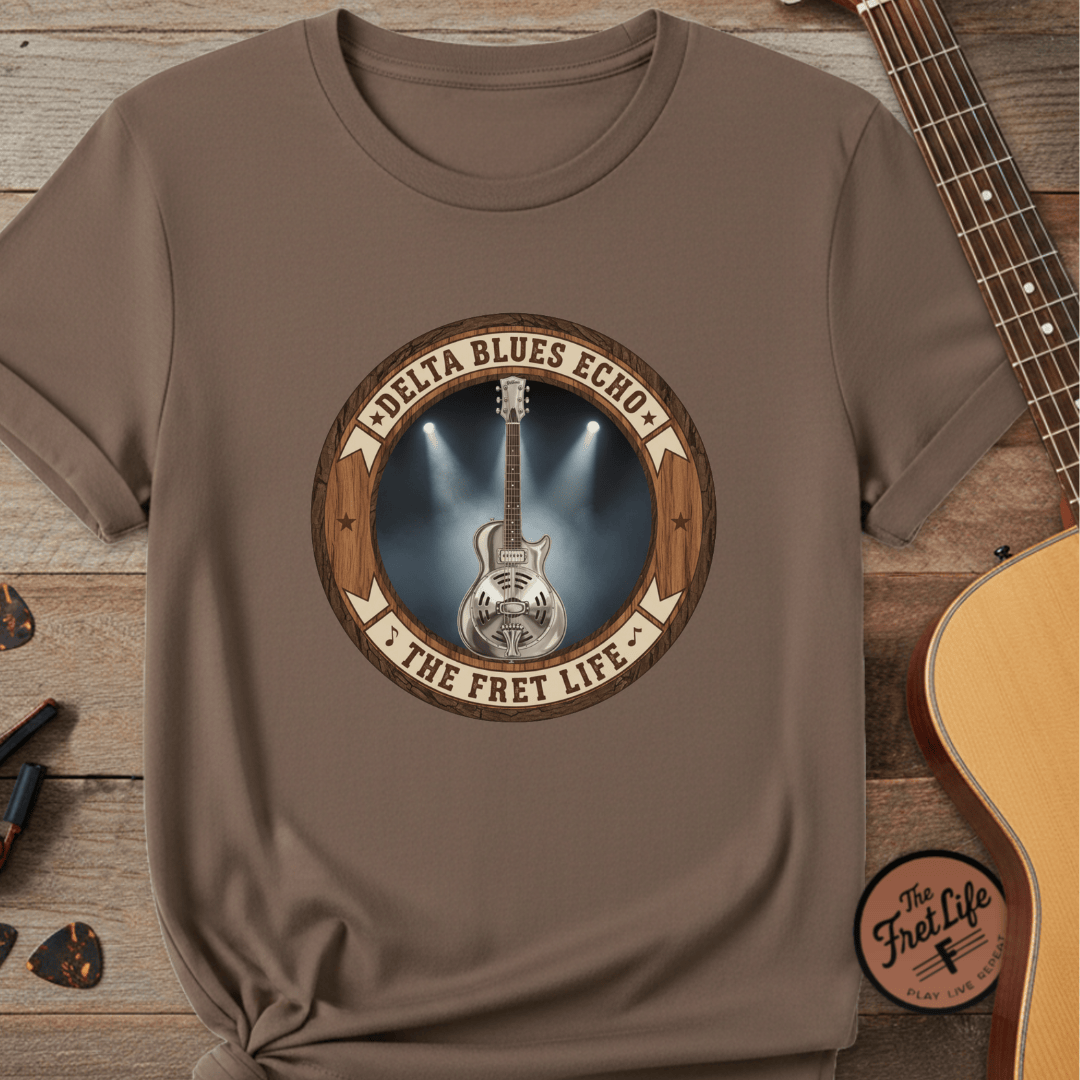 Printify T-Shirt Espresso / S Delta Blues Echo Tee | Resonator Guitar Slide Player Shirt