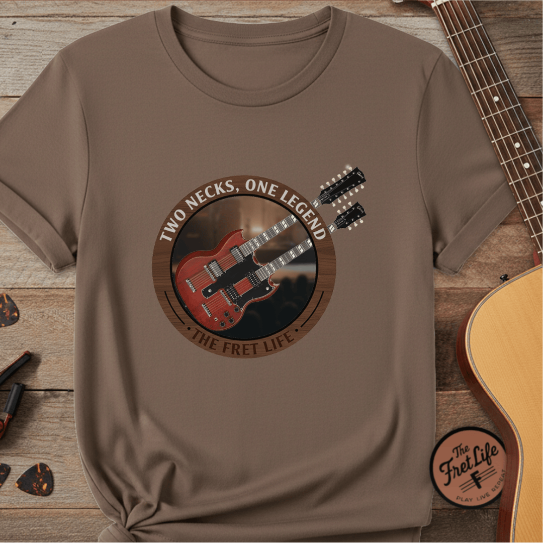 Printify T-Shirt Espresso / S Double Neck T-Shirt | LZ Guitar Legend Tee