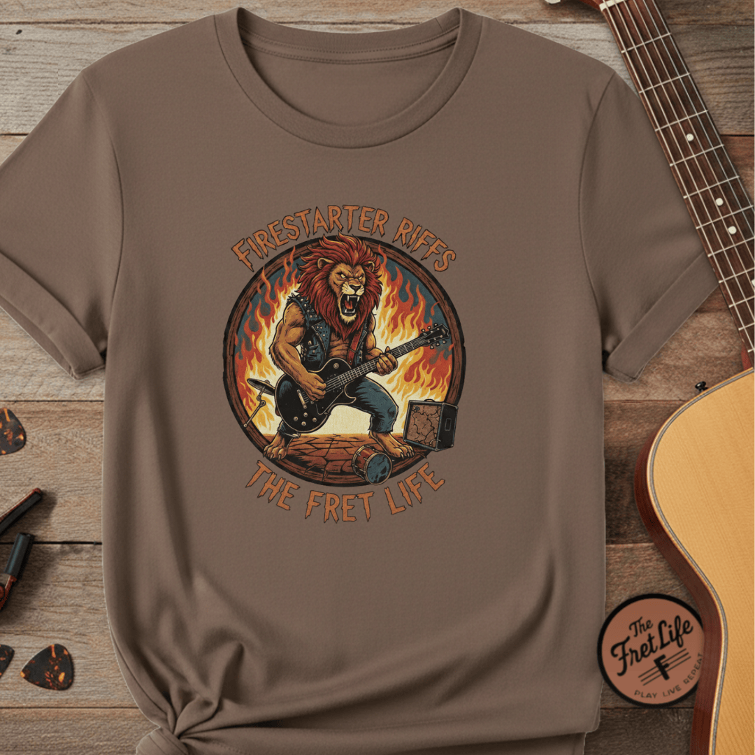 Printify T-Shirt Espresso / S Firestarter Riffs: The Lion Rocker T-Shirt