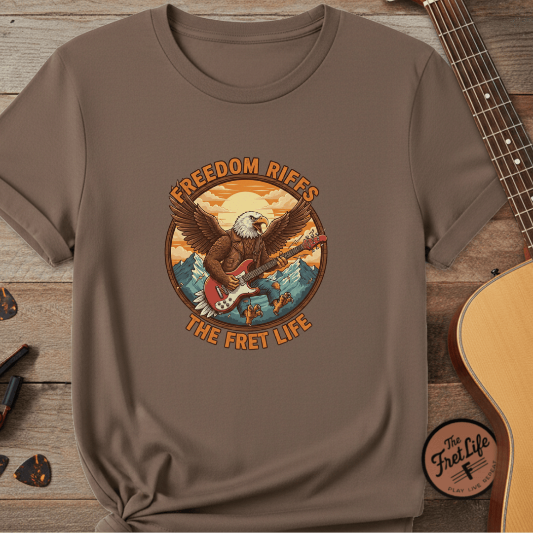 Printify T-Shirt Espresso / S Freedom Riffs: The Eagle's Patriotic Shred Fret Life Tee