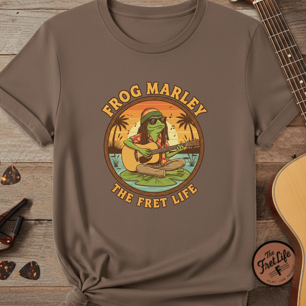 Printify T-Shirt Espresso / S Frog Marley: Reggae Ribbit Rhythms Fret Life Tee