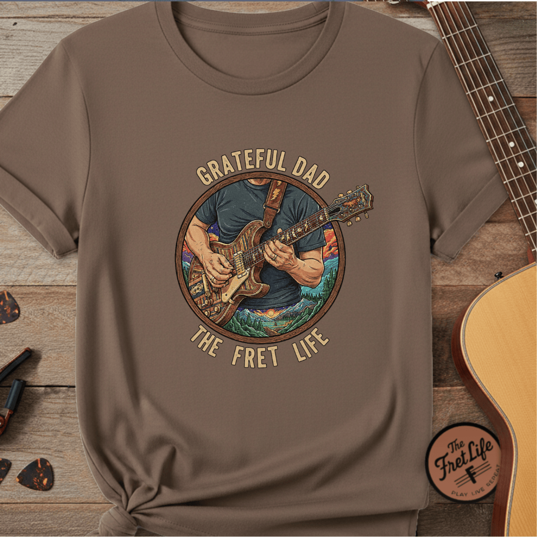 Printify T-Shirt Espresso / S Grateful Dad: The Fret Life Jam Band T-Shirt