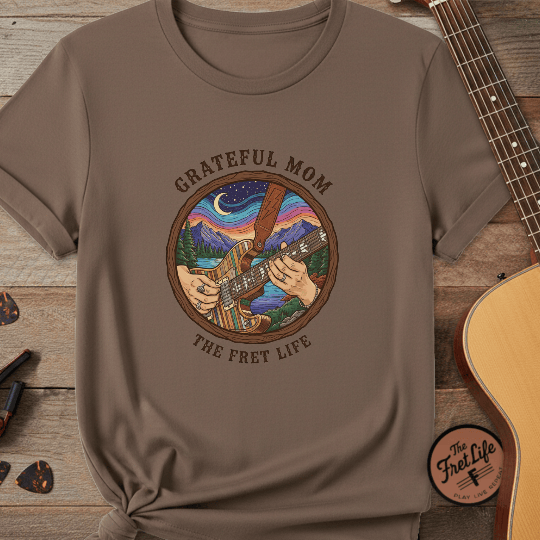 Printify T-Shirt Espresso / S Grateful Mom: Night Jam Fret Life T-Shirt