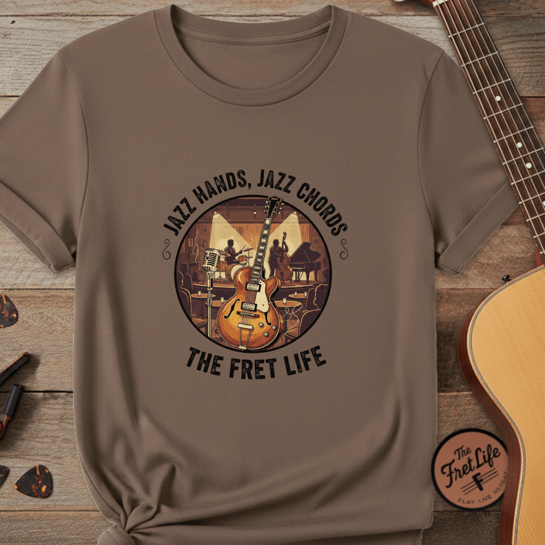 Printify T-Shirt Espresso / S Jazz Hands, Jazz Chords: The Fret Life Club Tee