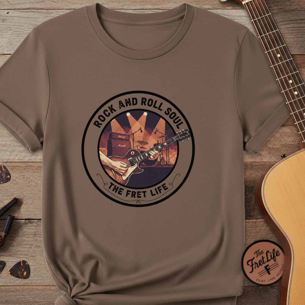 Printify T-Shirt Espresso / S Rock and Roll Soul: The Fret Life Stage Tee