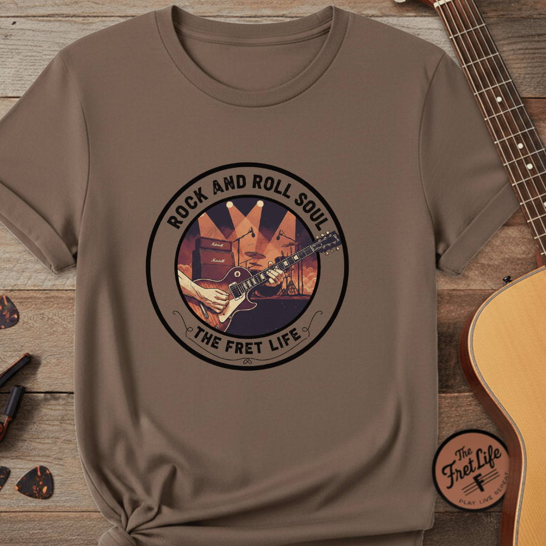 Printify T-Shirt Espresso / S Rock and Roll Soul: The Fret Life Stage Tee