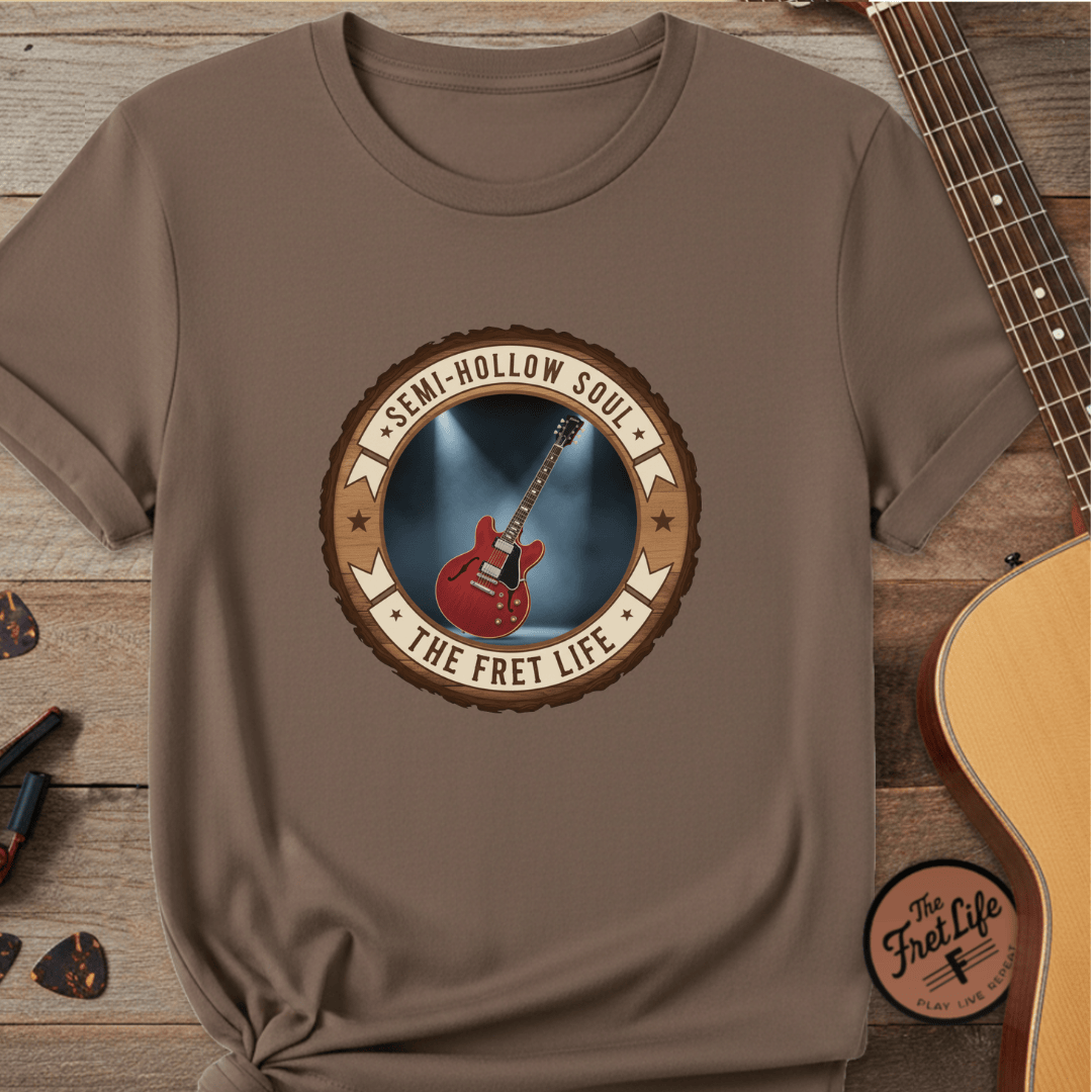 Printify T-Shirt Espresso / S Semi-Hollow Soul Tee | Gibson ES-335 Blues Jazz Guitar Shirt