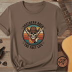 Printify T-Shirt Espresso / S Southern Rock Skull: The Fret Life Outlaw Tee