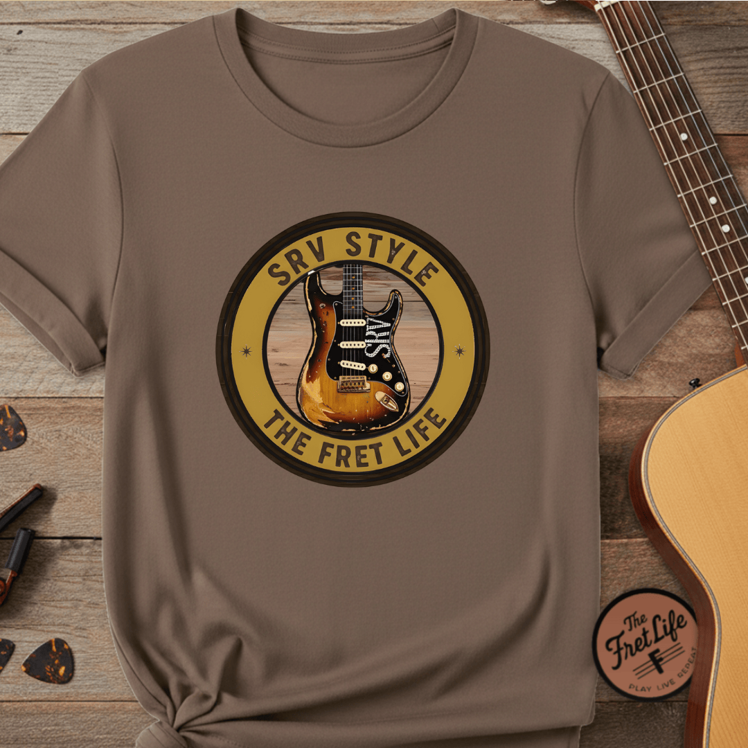Printify T-Shirt Espresso / S SRV Style Tee | Blues Guitar Fan T-Shirt