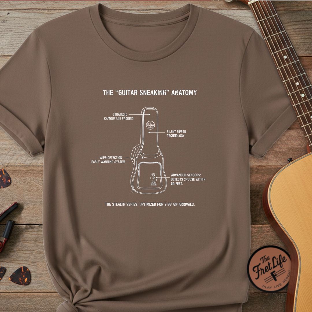 Printify T-Shirt Espresso / S The "Guitar Sneaking" Anatomy: Stealth Series T-Shirt