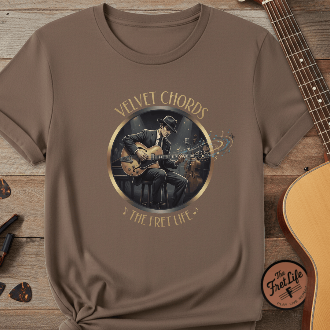 Printify T-Shirt Espresso / S Velvet Chords - The Smooth Fret Life Tee