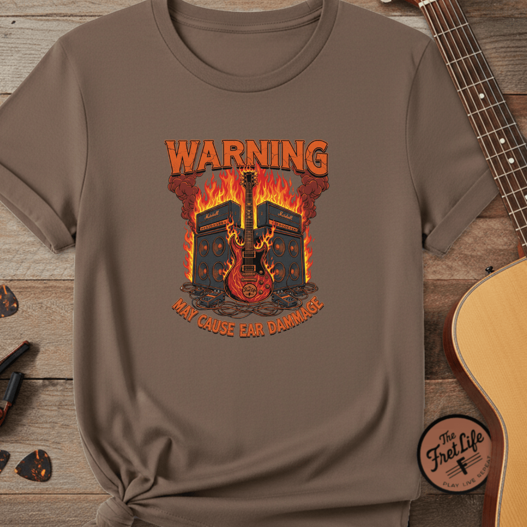 Printify T-Shirt Espresso / S WARNING: May Cause Ear Damage - The Amp Stack Tee