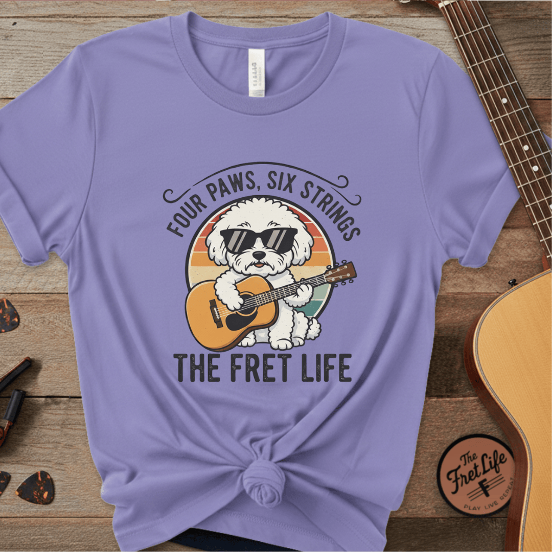 Printify T-Shirt Flo Blue / S Four Paws, Six Strings: The Dog House Blues Tee