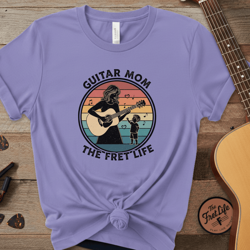 Printify T-Shirt Flo Blue / S Guitar Mom: The Fret Life Acoustic Silhouette Tee