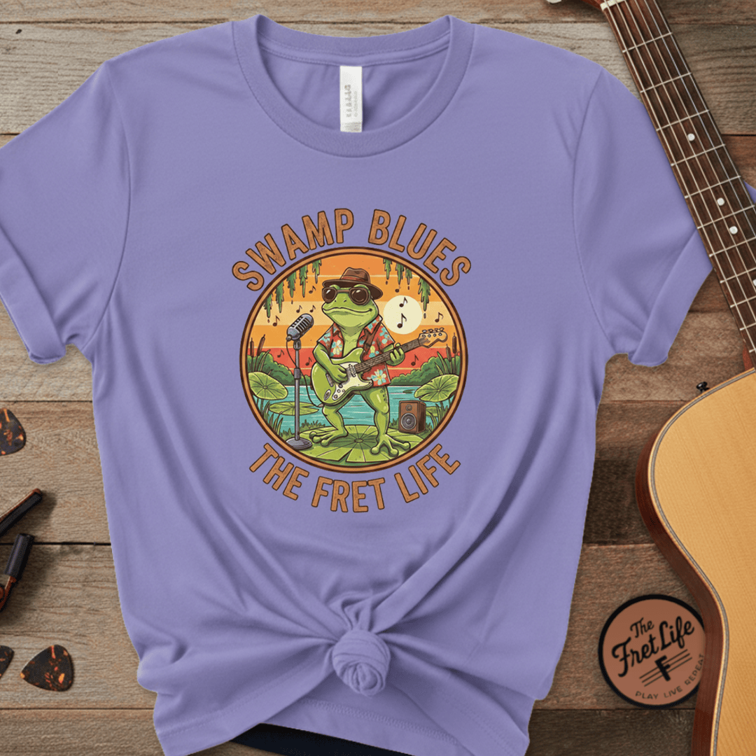 Printify T-Shirt Flo Blue / S Swamp Blues: Ribbitin' Riffs Fret Life Tee