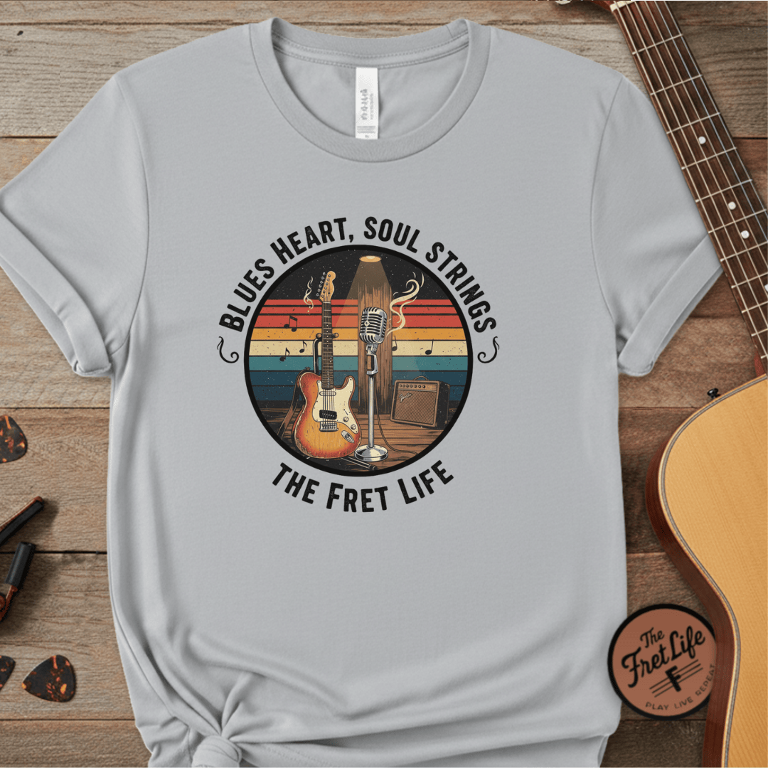 Printify T-Shirt Granite / S Blues Heart, Soul Strings: The Fret Life Classic Tee
