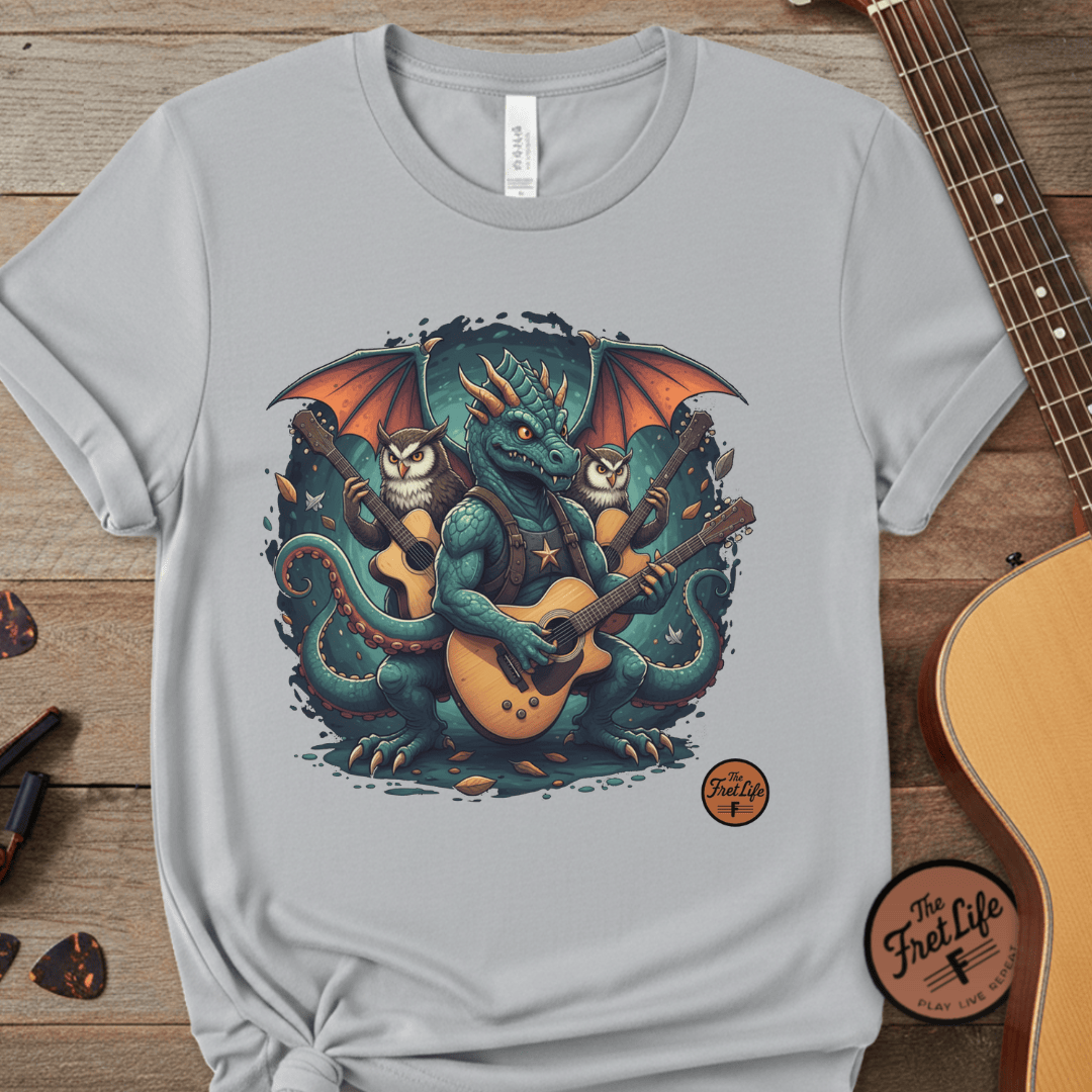 Printify T-Shirt Granite / S Dragon's Chord: Epic Guitar Tee