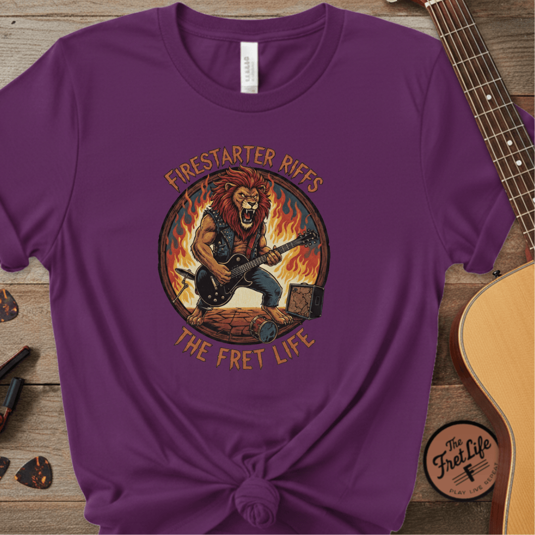 Printify T-Shirt Grape / S Firestarter Riffs: The Lion Rocker T-Shirt