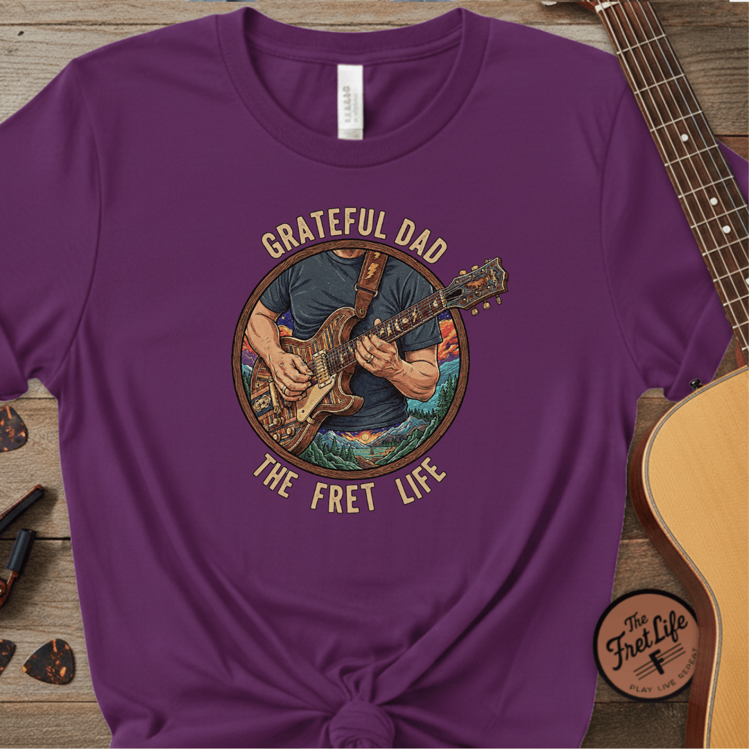 Printify T-Shirt Grape / S Grateful Dad: The Fret Life Jam Band T-Shirt