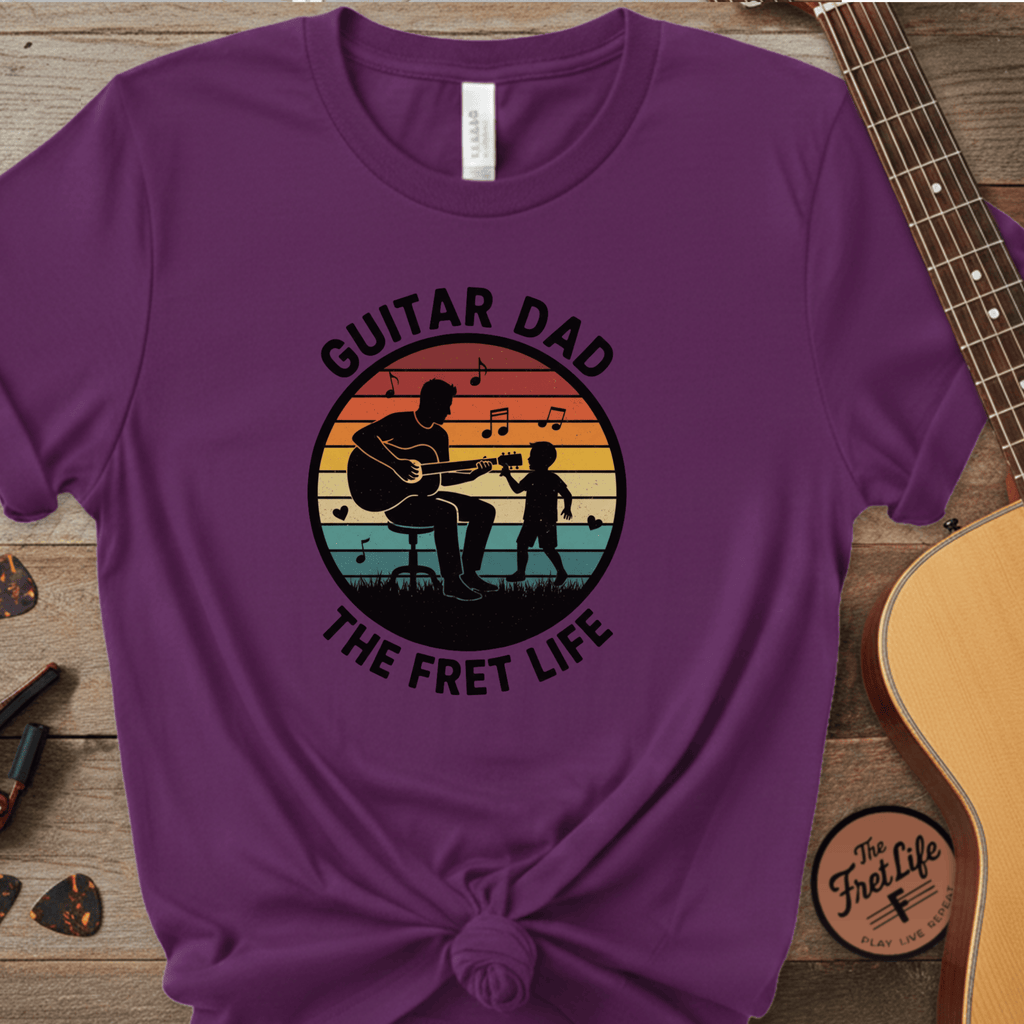 Printify T-Shirt Grape / S Guitar Dad: The Fret Life Silhouetted Tee
