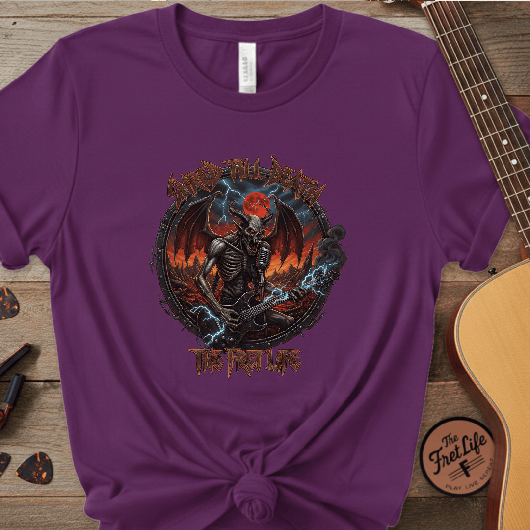 Printify T-Shirt Grape / S Shred Till Death: Unleash the Fret Life Tee
