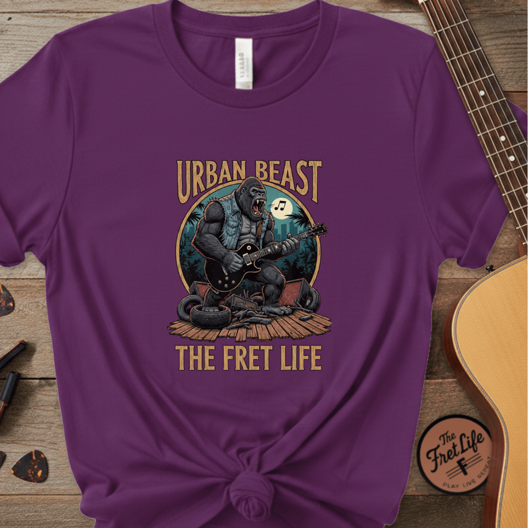 Printify T-Shirt Grape / S Urban Beast: The Fret Life Concrete Jungle Tee