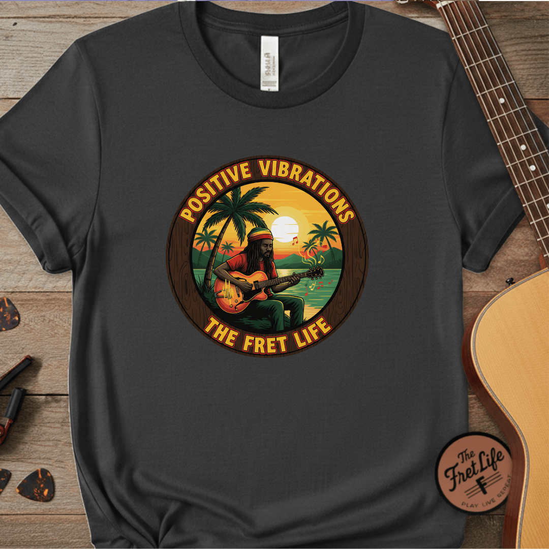 Printify T-Shirt Graphite / 3XL Positive Vibrations - The Fret Life Reggae Tee